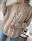 Helvano | Zopfstrick-Pullover mit Stehkragen für Damen