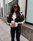 Helvano | Bikerjacke mit Teddyfell für Damen in Schwarz