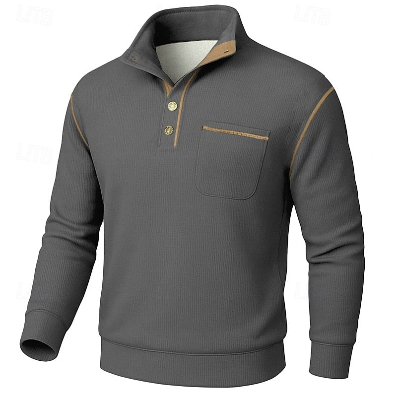 Helvano | Strukturierter Herren-Pullover mit Knopfleiste