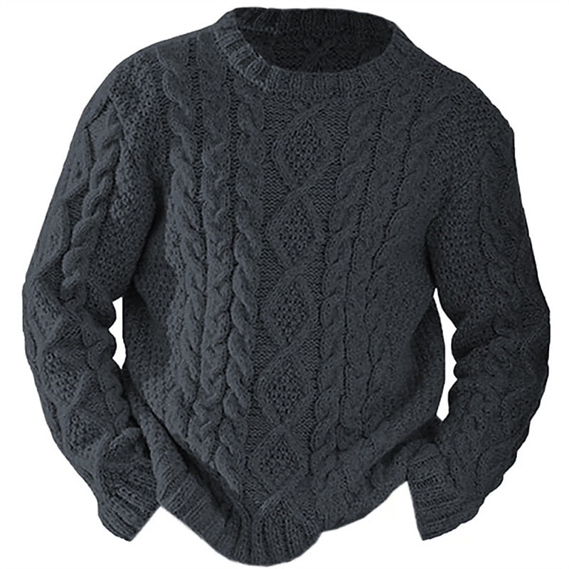 Helvano | Zopfstrick-Pullover mit Rundhals für Herren