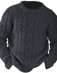 Helvano | Zopfstrick-Pullover mit Rundhals für Herren