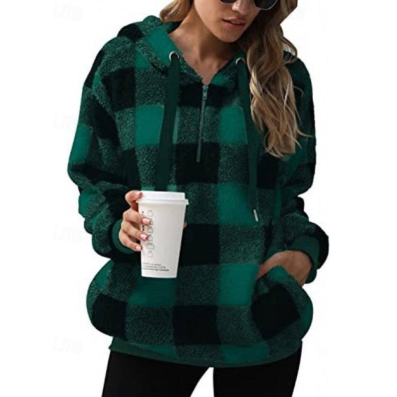 Helvano | Karierter Hoodie mit Half-Zip