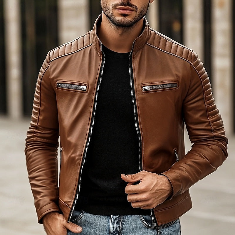 Helvano | Bikerjacke mit Stehkragen für Herren