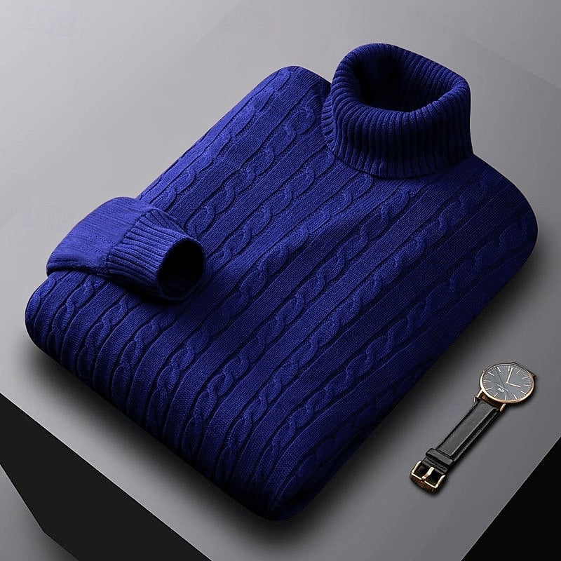 Helvano | Zopfstrick-Rollkragenpullover für Herren
