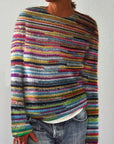 Helvano | Gestreifter Damen-Strickpullover mit langen Ärmeln