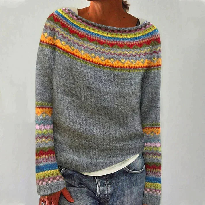 Helvano | Bedruckter Strickpullover mit Langarm für Damen