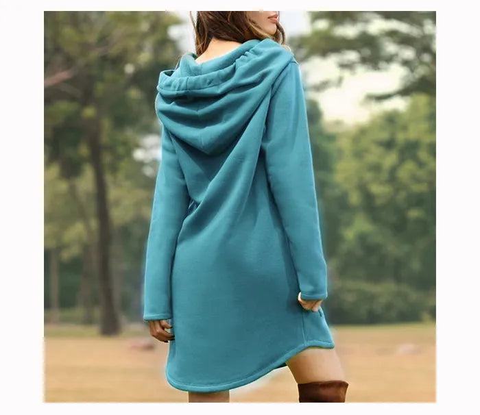 Helvano | Langes Kapuzen-Sweatkleid für Damen