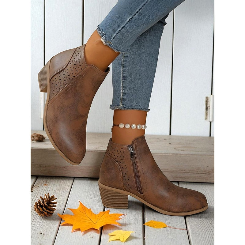 Helvano | Cut-out Stiefeletten mit niedrigem Absatz für Damen