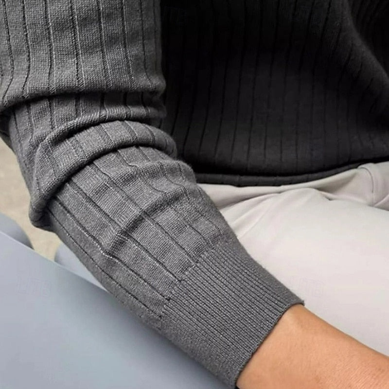 Helvano | Gerippter Henley-Pullover für Herren