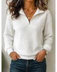 Helvano | Strukturierter Damen-Pullover mit Viertelzip