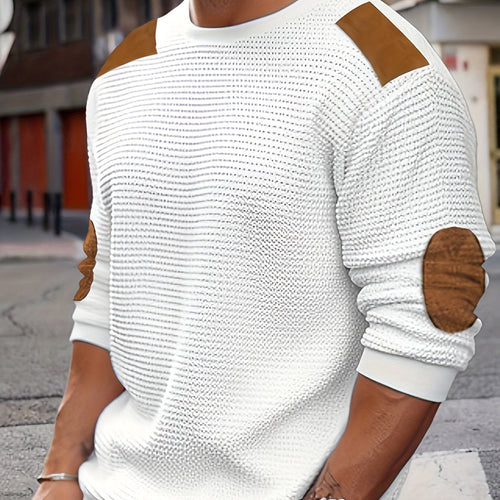 Helvano | Strukturierter Herren-Pullover mit Ellbogen-Patches