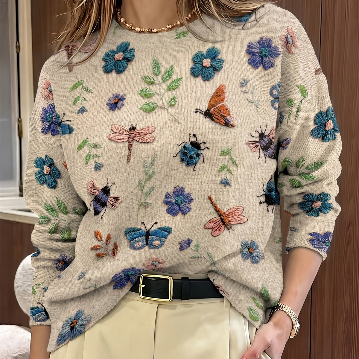 Helvano | Strickpullover mit Blumenprint für Damen