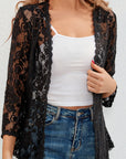 Helvano | Damen Strickjacke mit Blumen-Lochmuster