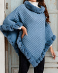 Helvano | Poncho mit Plüschbesatz für Damen