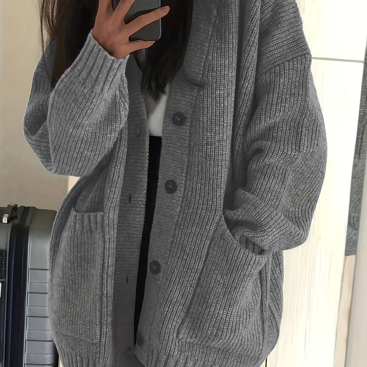 Helvano | Lockere Damen-Strickjacke mit Knopfleiste