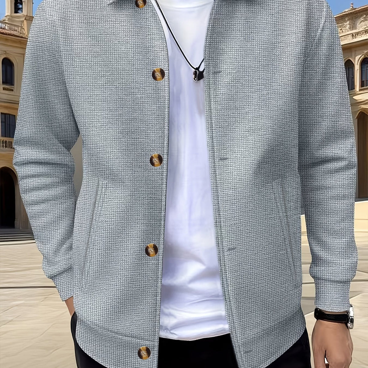 Helvano | Strukturierte Herrenjacke mit Knopfleiste