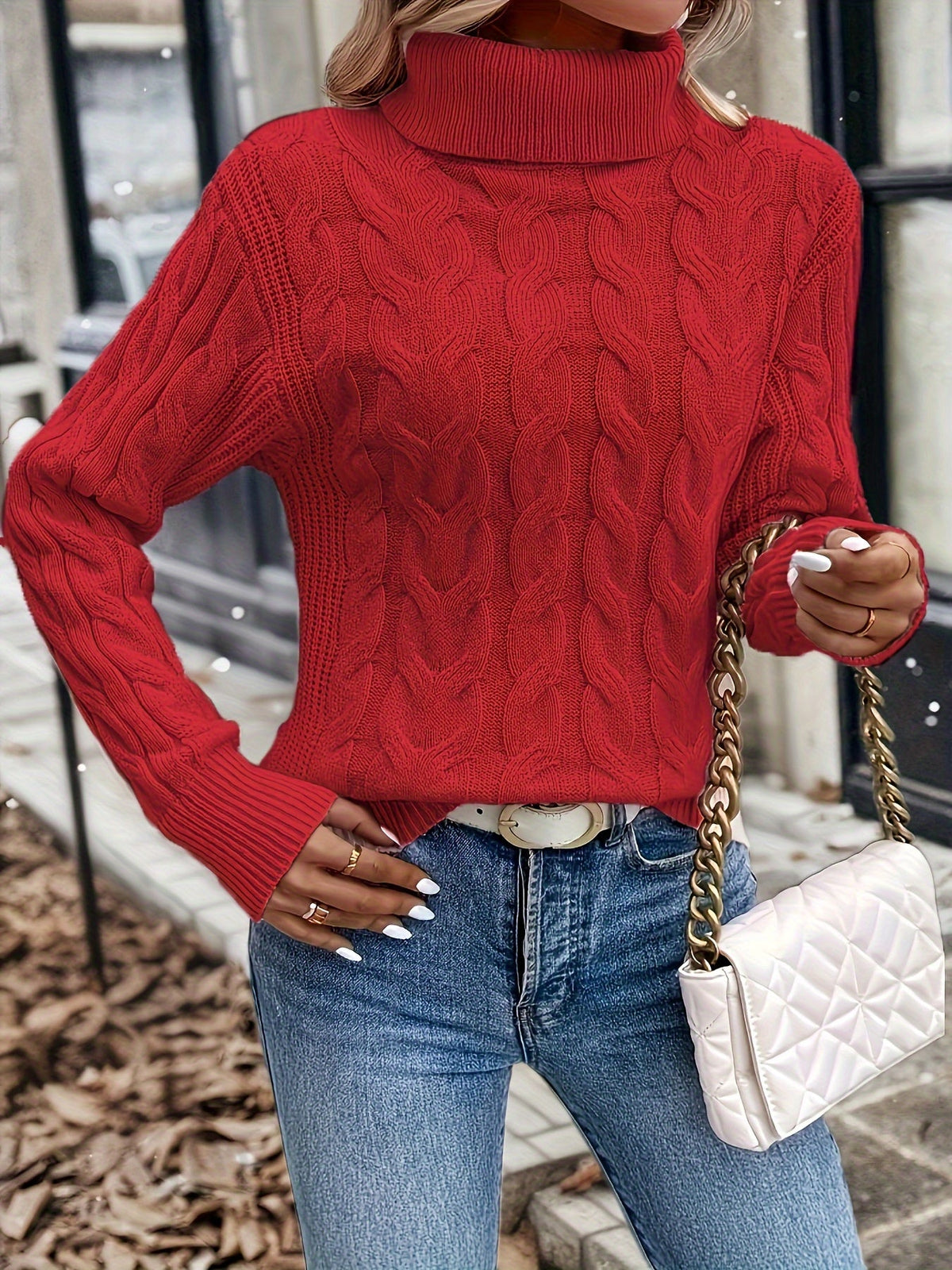 Helvano | Zopfstrick-Rollkragenpullover für Damen