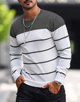 Helvano | Gestreifter Strickpullover mit Rundhals für Herren