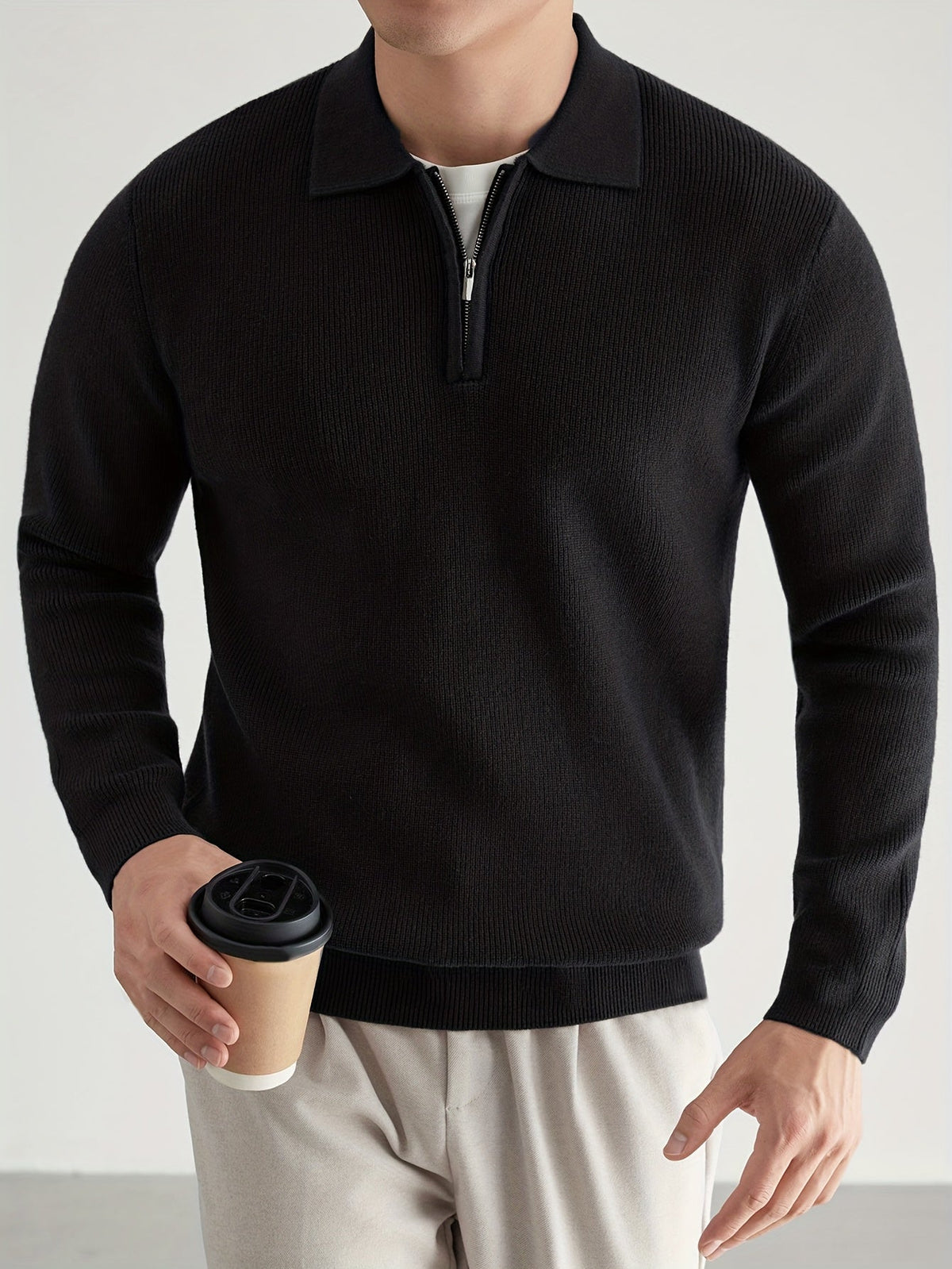 Helvano | Strickpullover mit Polokragen und Zip für Herren