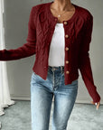 Helvano | Damen Zopfstrick-Cardigan mit Knopfleiste