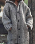 Helvano | Lange Oversized Strickjacke mit Kapuze für Damen