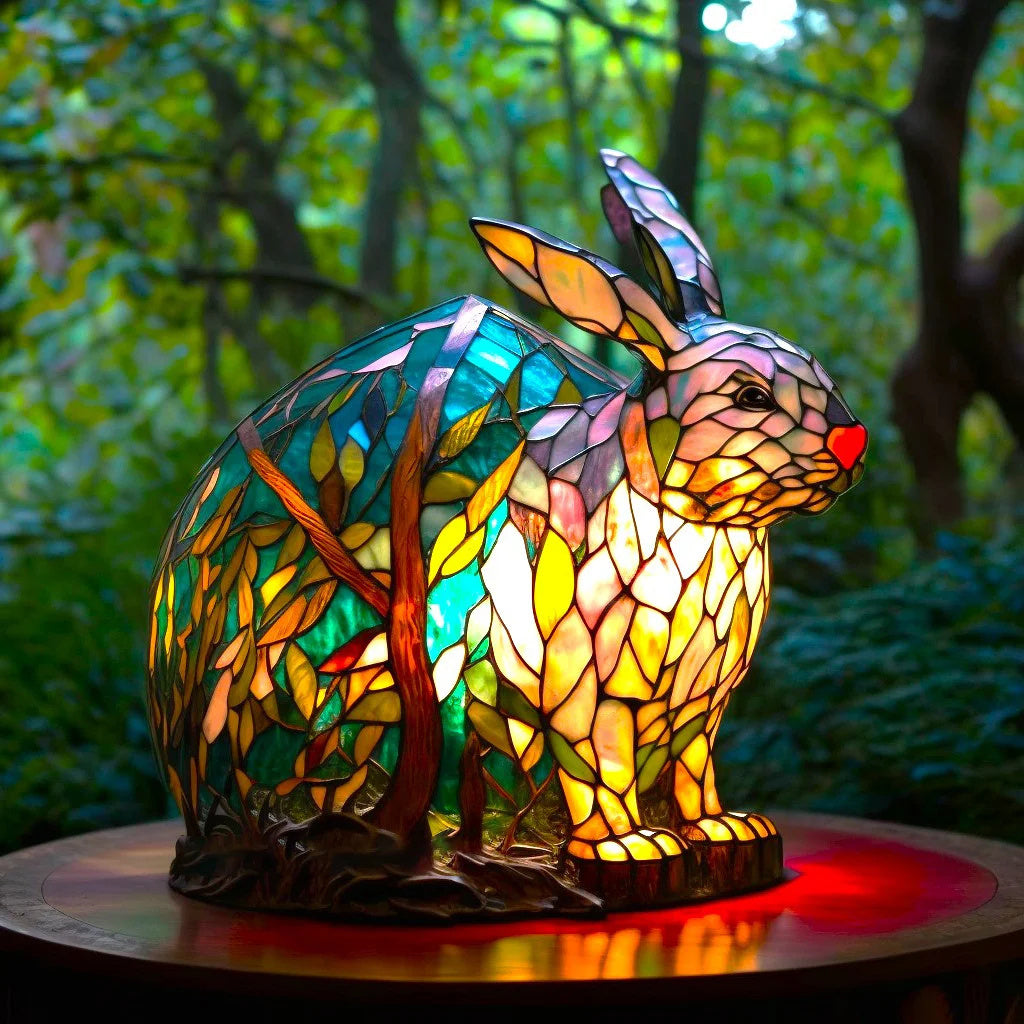 Helvano | Buntglas-Tischlampe im Tierdesign