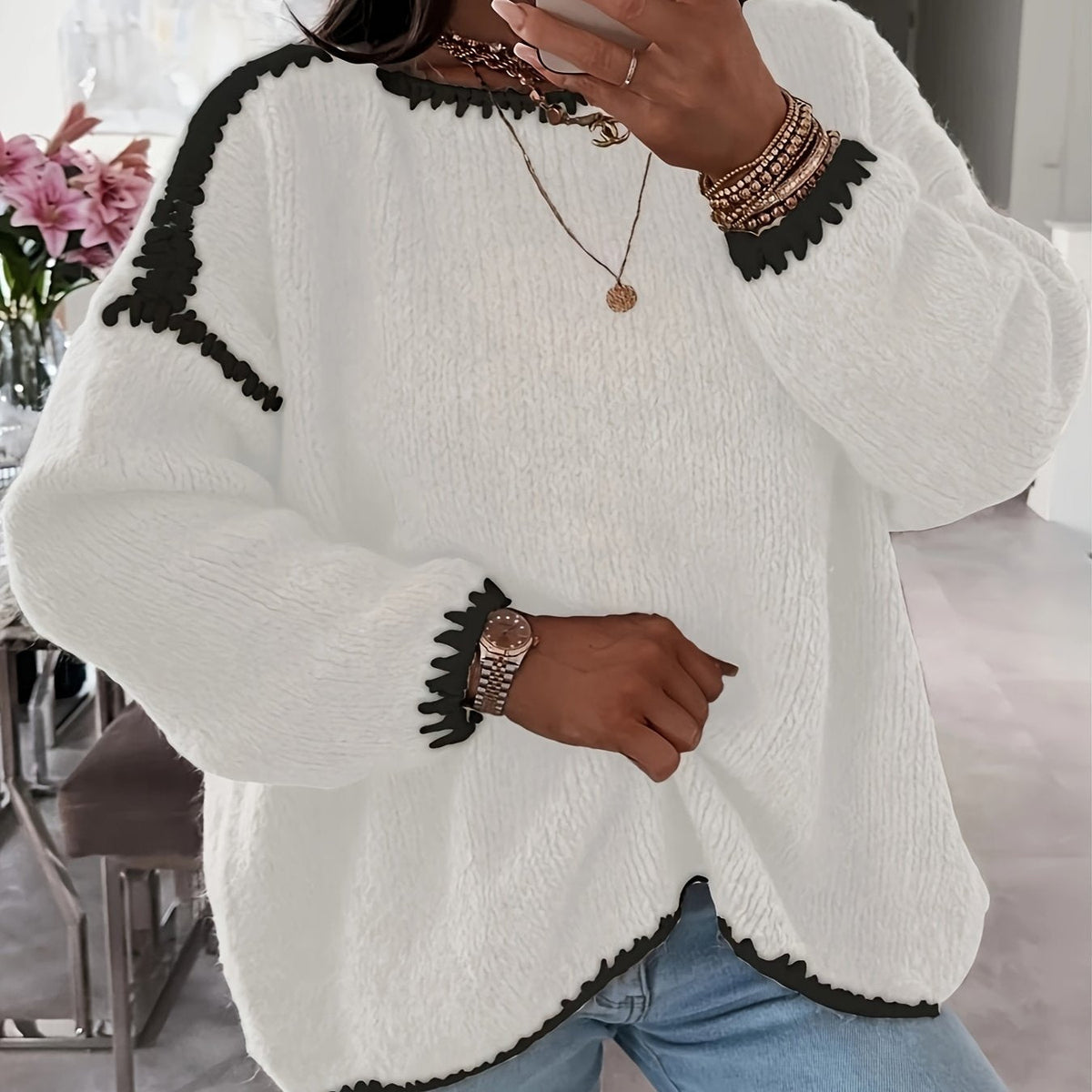 Helvano | Damen Strickpullover mit U-Boot-Ausschnitt