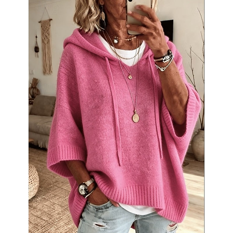 Helvano | Lockerer Strick-Kapuzenpullover für Damen
