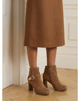 Helvano | Damen Stiefeletten mit Blockabsatz und Schnalle