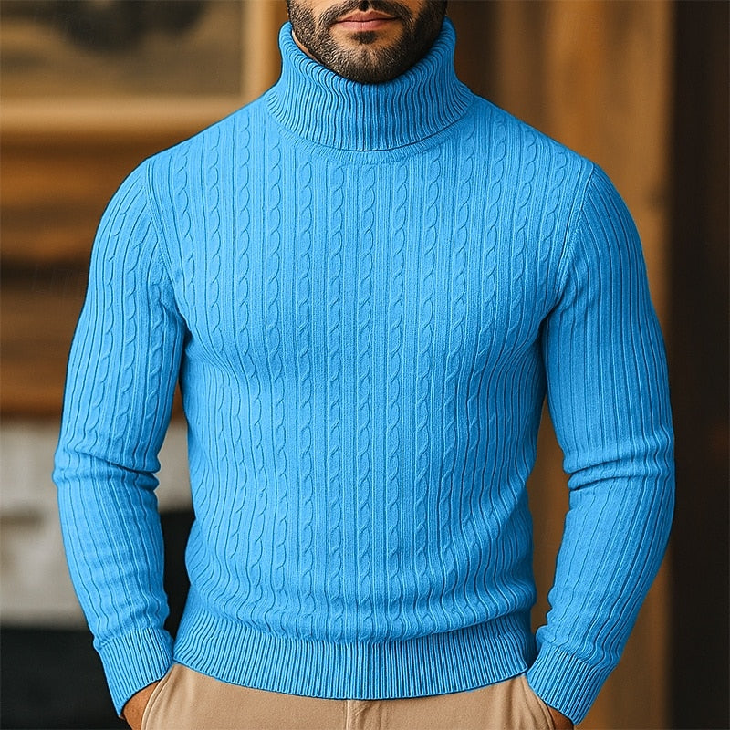 Helvano | Rollkragenpullover mit Zopfmuster für Herren