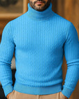 Helvano | Rollkragenpullover mit Zopfmuster für Herren