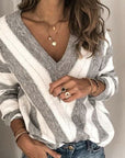 Helvano | Gestreifter Pullover mit V-Ausschnitt für Damen
