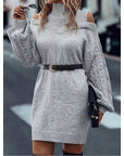 Helvano | Cold-Shoulder Rollkragen-Strickkleid für Damen