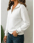 Helvano | Strukturierter Damen-Pullover mit Viertelzip