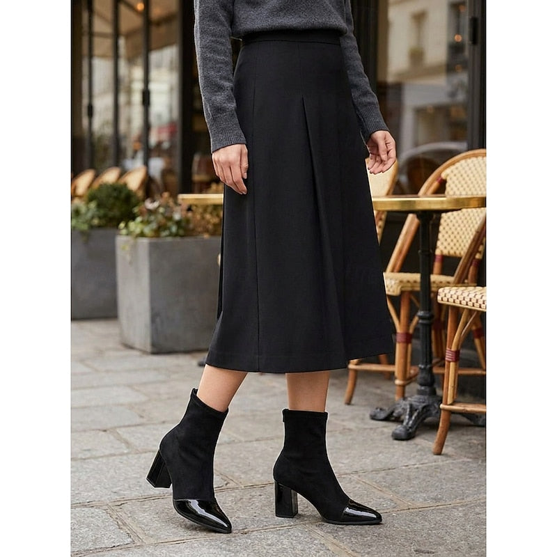 Helvano | Damen-Stiefeletten mit Zehenkappe und Blockabsatz