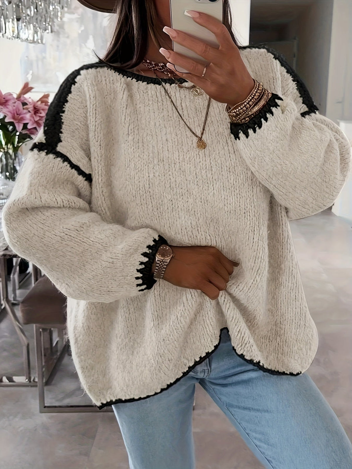 Helvano | Damen Strickpullover mit U-Boot-Ausschnitt