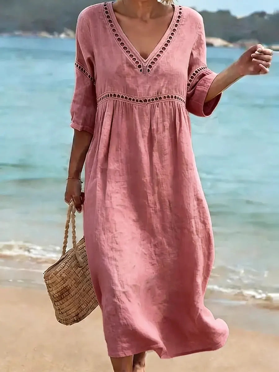 Helvano | Midikleid mit V-Ausschnitt für Damen