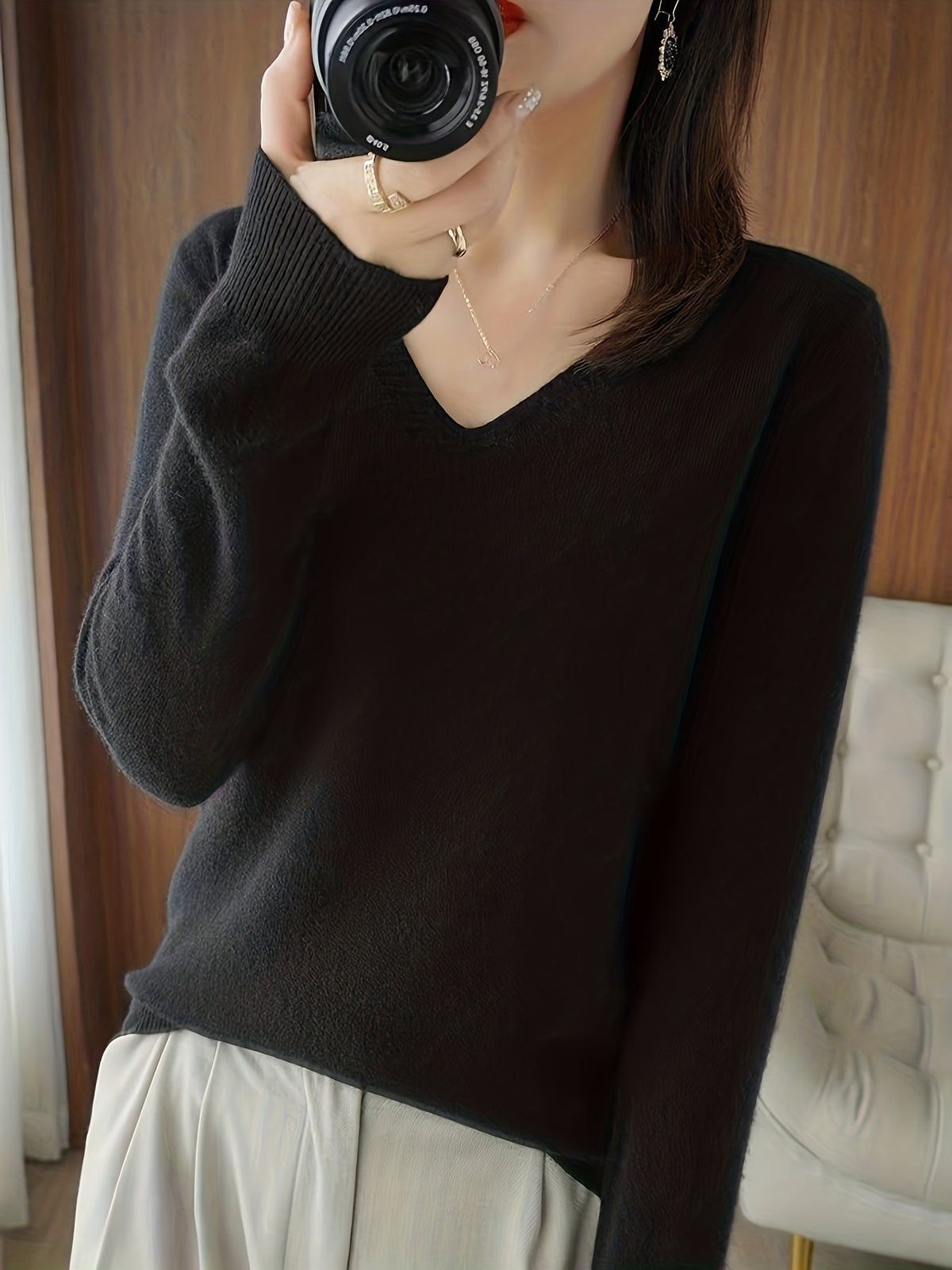 Helvano | Damen Strickpullover mit V-Ausschnitt
