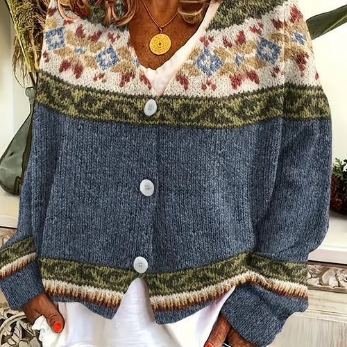 Helvano | Gemusterte Herren-Strickjacke mit Knopfleiste
