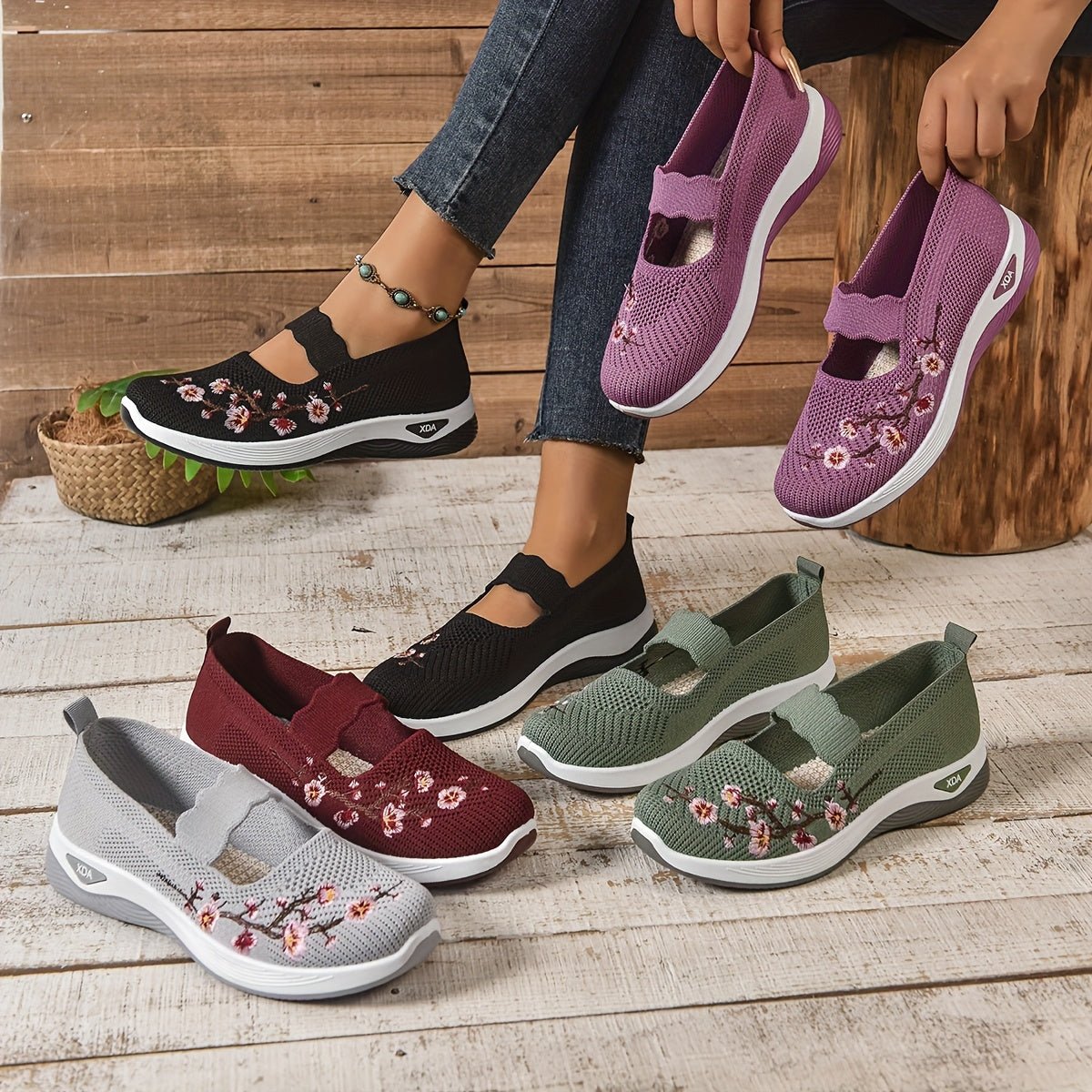 Helvano | Bestickte Blumen-Sneaker für Damen