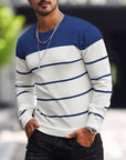 Helvano | Gestreifter Strickpullover mit Rundhals für Herren