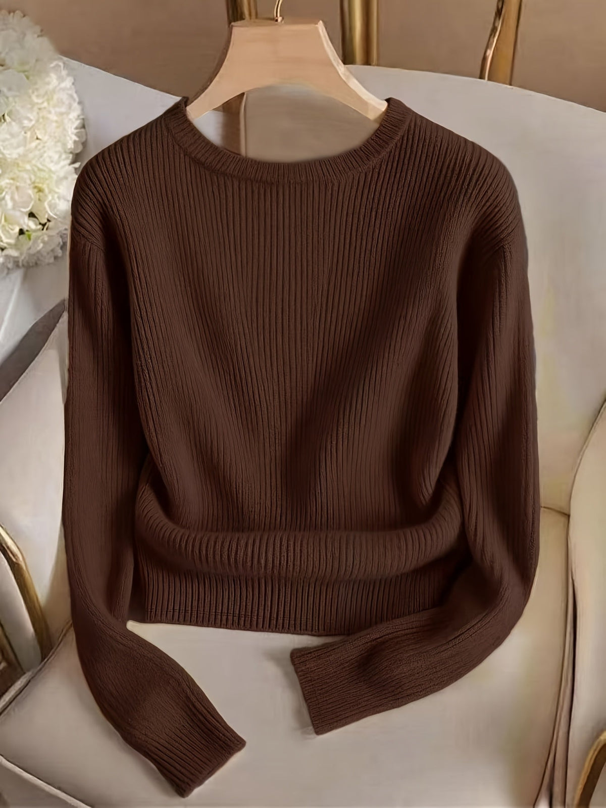 Helvano | Gerippter Strickpullover mit Knopfmanschetten für Damen