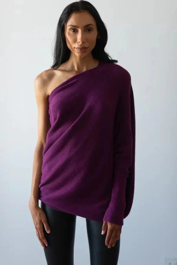 Helvano | Asymmetrisch drapierter Pullover für Damen