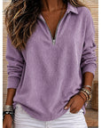 Helvano | Damen Rippstrick-Pullover mit kurzem Reissverschluss