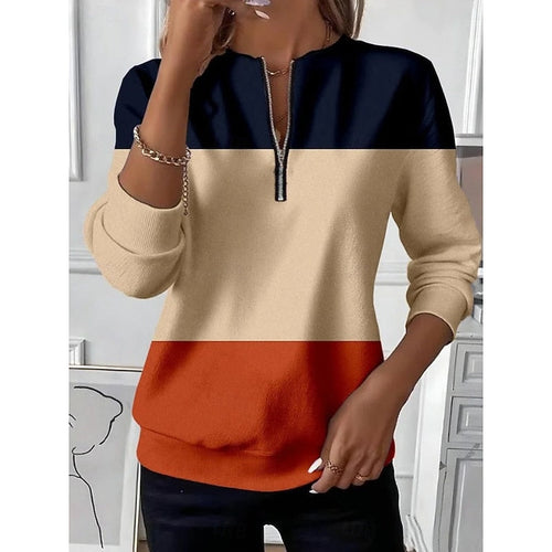 Helvano | Damen Half-Zip Sweatshirt im Colorblock-Look