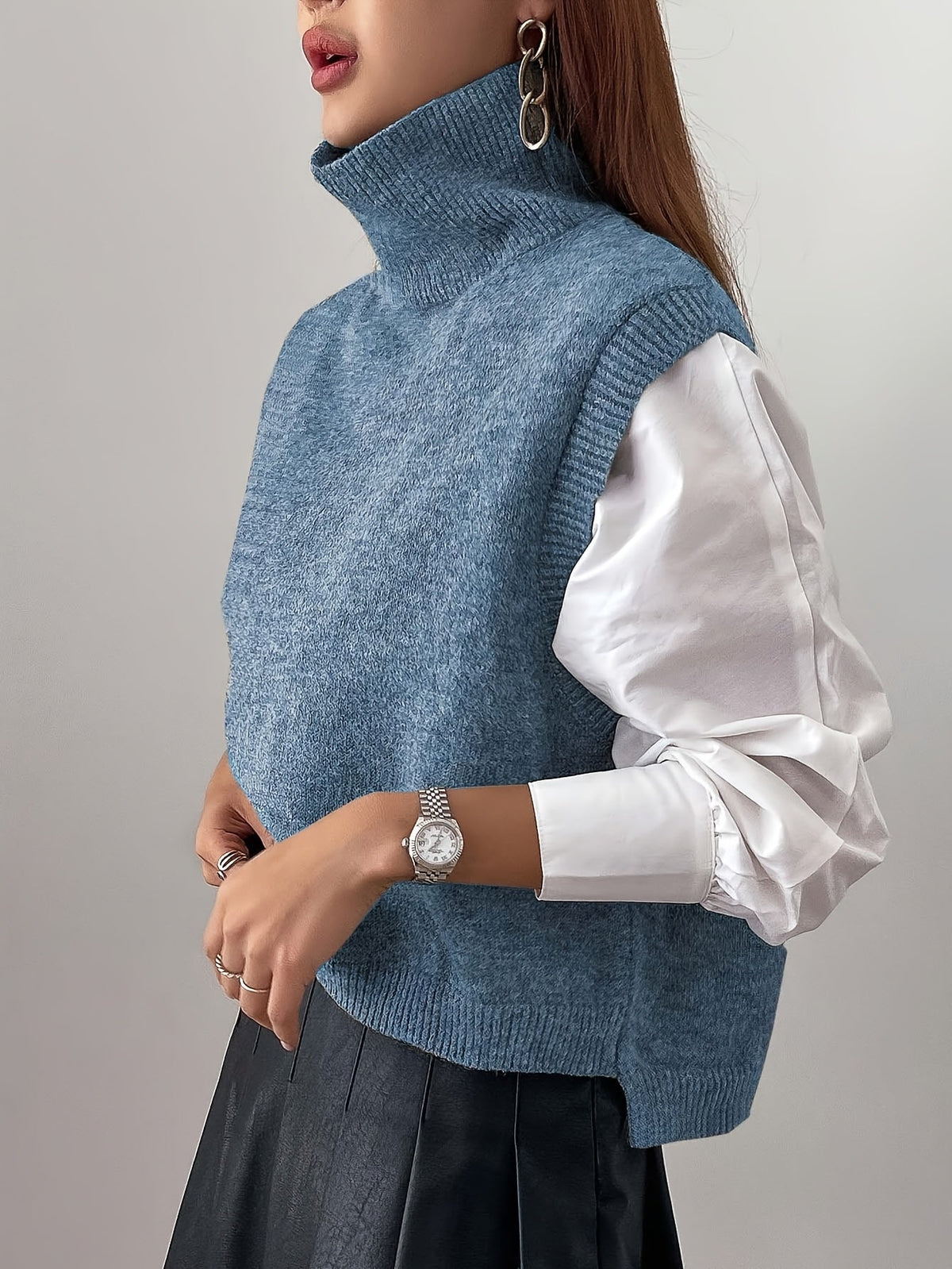 Helvano | Strick-Pullunder mit Stehkragen für Damen