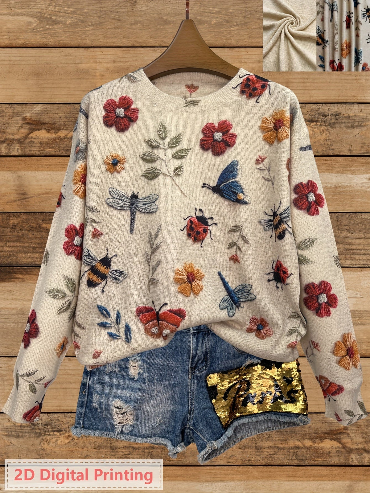Helvano | Strickpullover mit Blumenprint für Damen