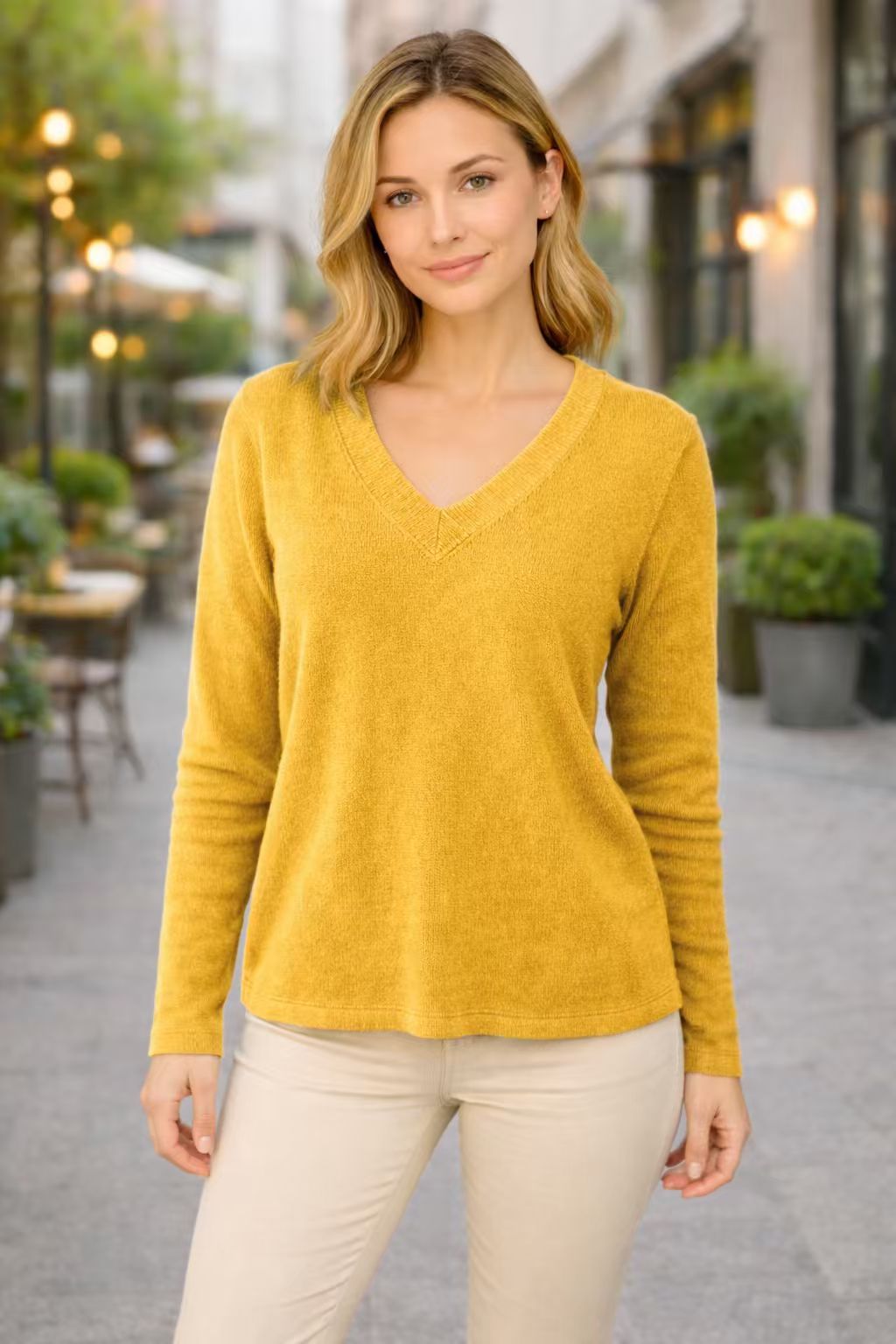 Helvano | Vintage Pullover mit V-Ausschnitt für Damen