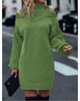 Helvano | Cold-Shoulder Rollkragen-Strickkleid für Damen