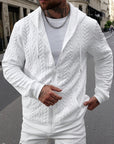 Helvano | Herren Strick-Hoodie mit geometrischem Muster in Weiss